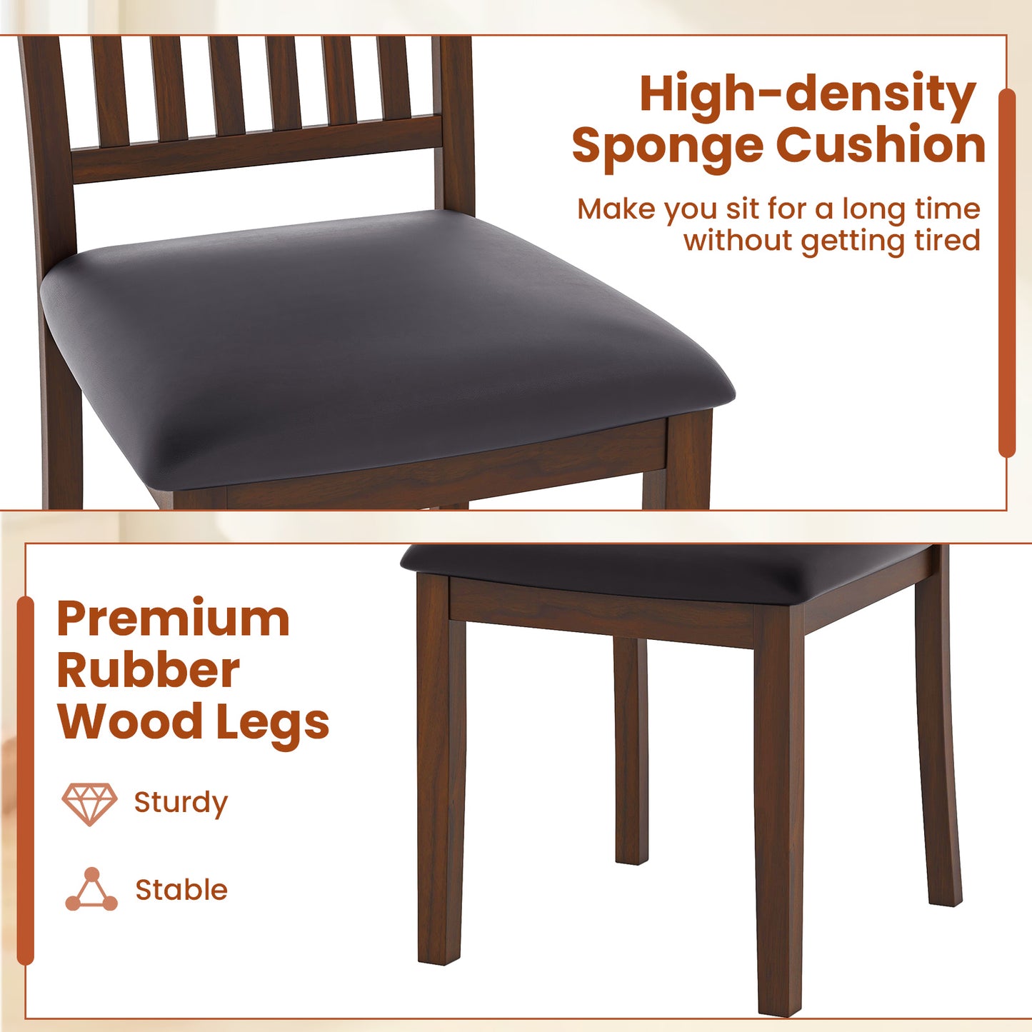 Upholstered Dining Chairs Set of 2 with High Backrest