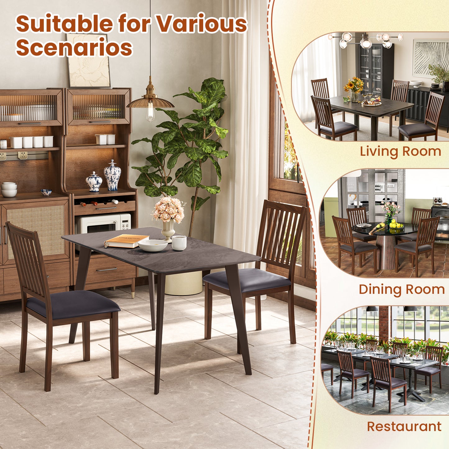 Upholstered Dining Chairs Set of 2 with High Backrest