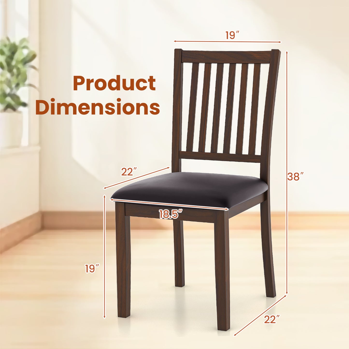Upholstered Dining Chairs Set of 2 with High Backrest