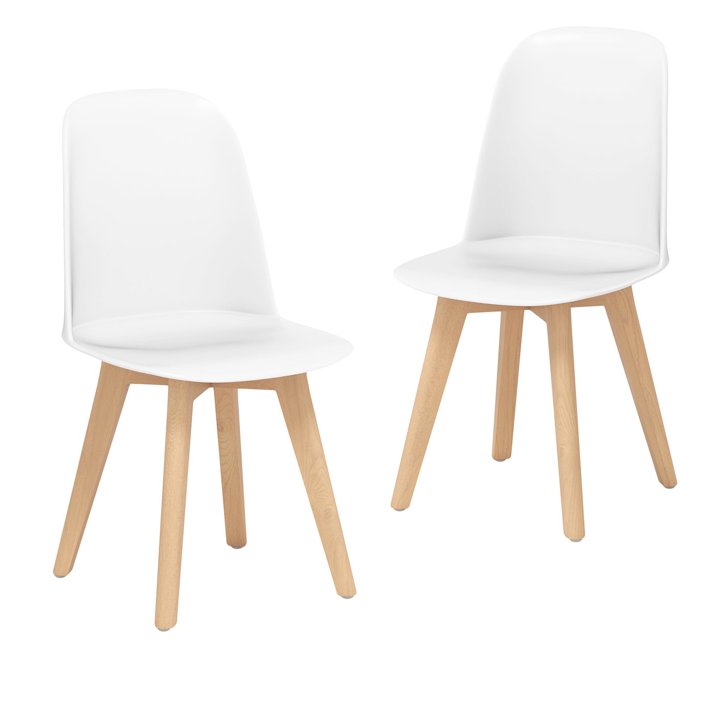 Dining Chair Set of 2 with Beech Wood Legs and Tilt Backrest