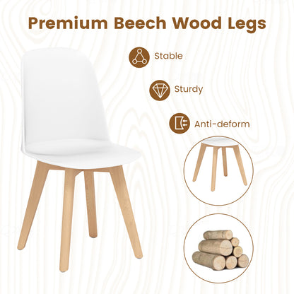 Dining Chair Set of 2 with Beech Wood Legs and Tilt Backrest
