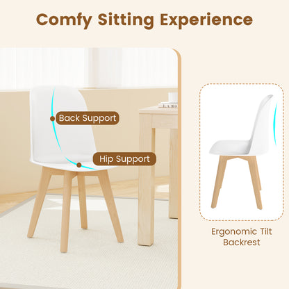 Dining Chair Set of 2 with Beech Wood Legs and Tilt Backrest
