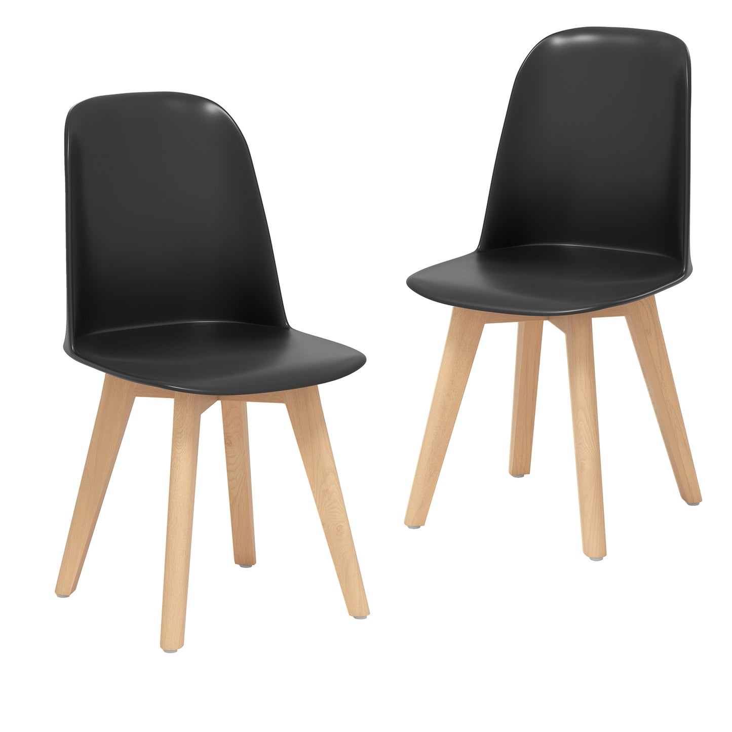 Dining Chair Set of 2 with Beech Wood Legs and Tilt Backrest