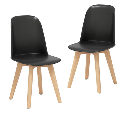 Dining Chair Set of 2 with Beech Wood Legs and Tilt Backrest