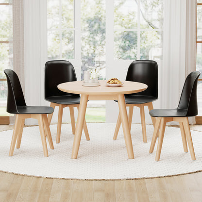 Dining Chair Set of 2 with Beech Wood Legs and Tilt Backrest