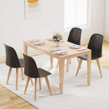Dining Chair Set of 2 with Beech Wood Legs and Tilt Backrest