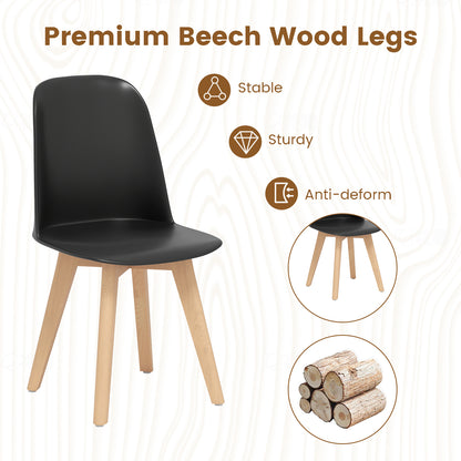 Dining Chair Set of 2 with Beech Wood Legs and Tilt Backrest