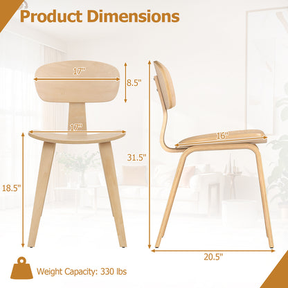 Dining Chairs Set of 2 with Ergonomic Backrest - Natural