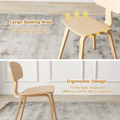 Dining Chairs Set of 2 with Ergonomic Backrest - Natural