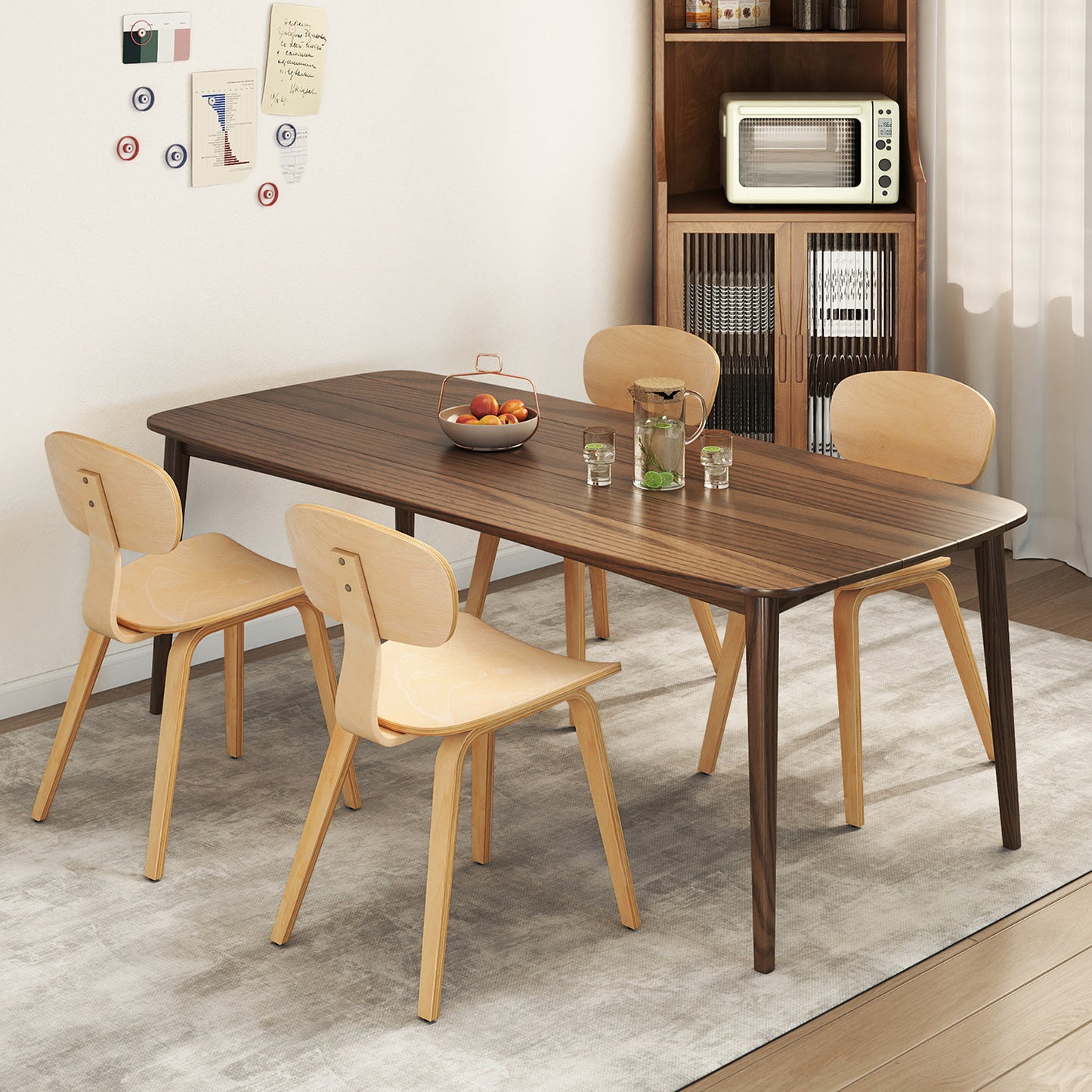 Dining Chairs Set of 4 with Ergonomic Backrest - Natural