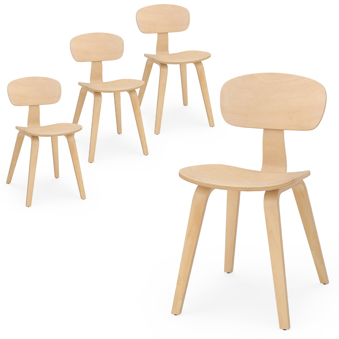 Dining Chairs Set of 4 with Ergonomic Backrest - Natural