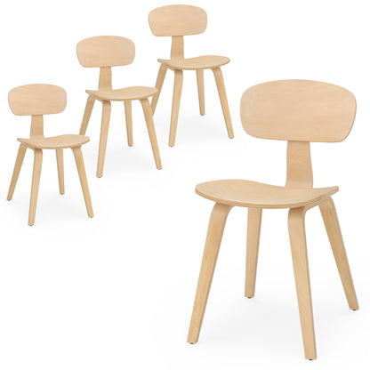 Dining Chairs Set of 4 with Ergonomic Backrest - Natural