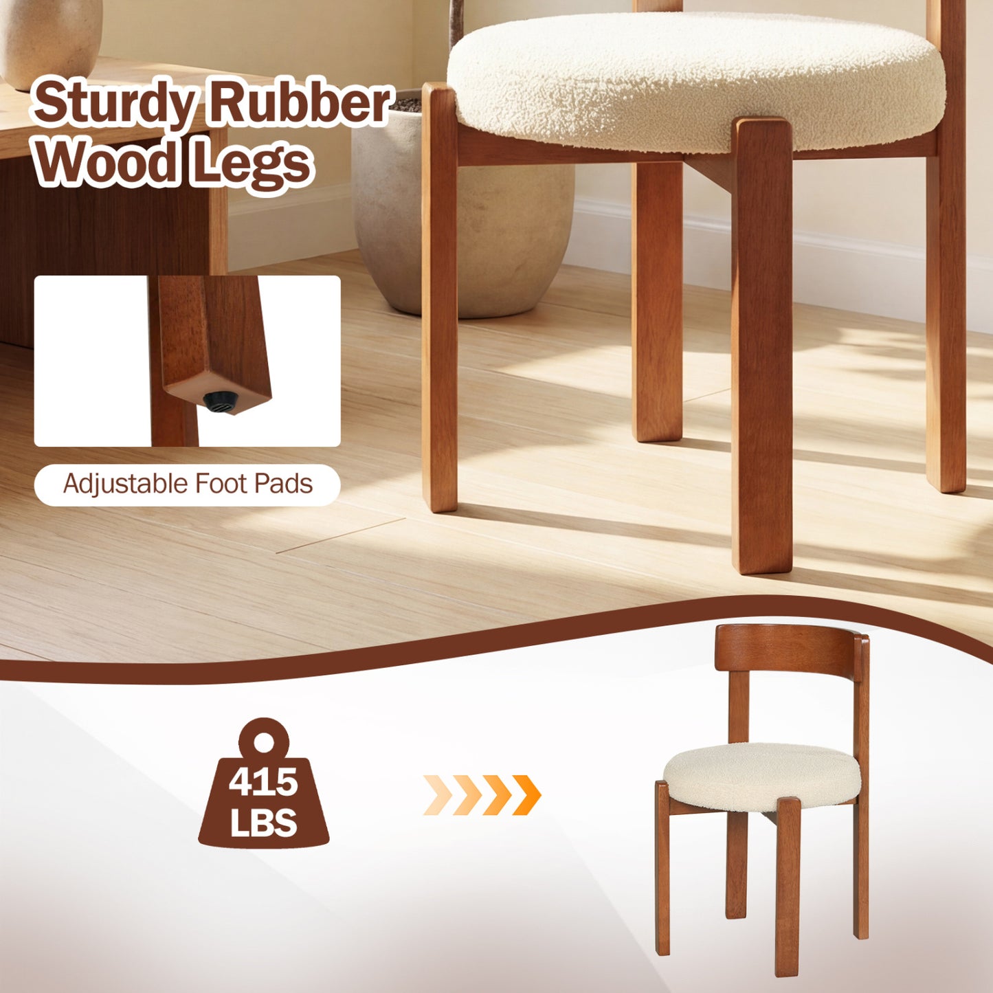 Dining Chairs Set of 2 with Teddy Fleece Upholstery