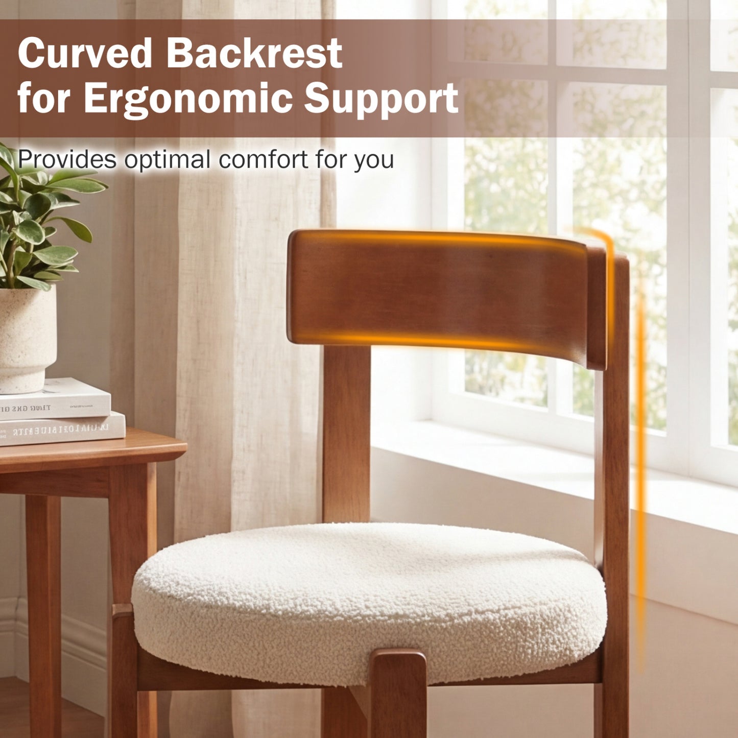 Dining Chairs Set of 2 with Teddy Fleece Upholstery
