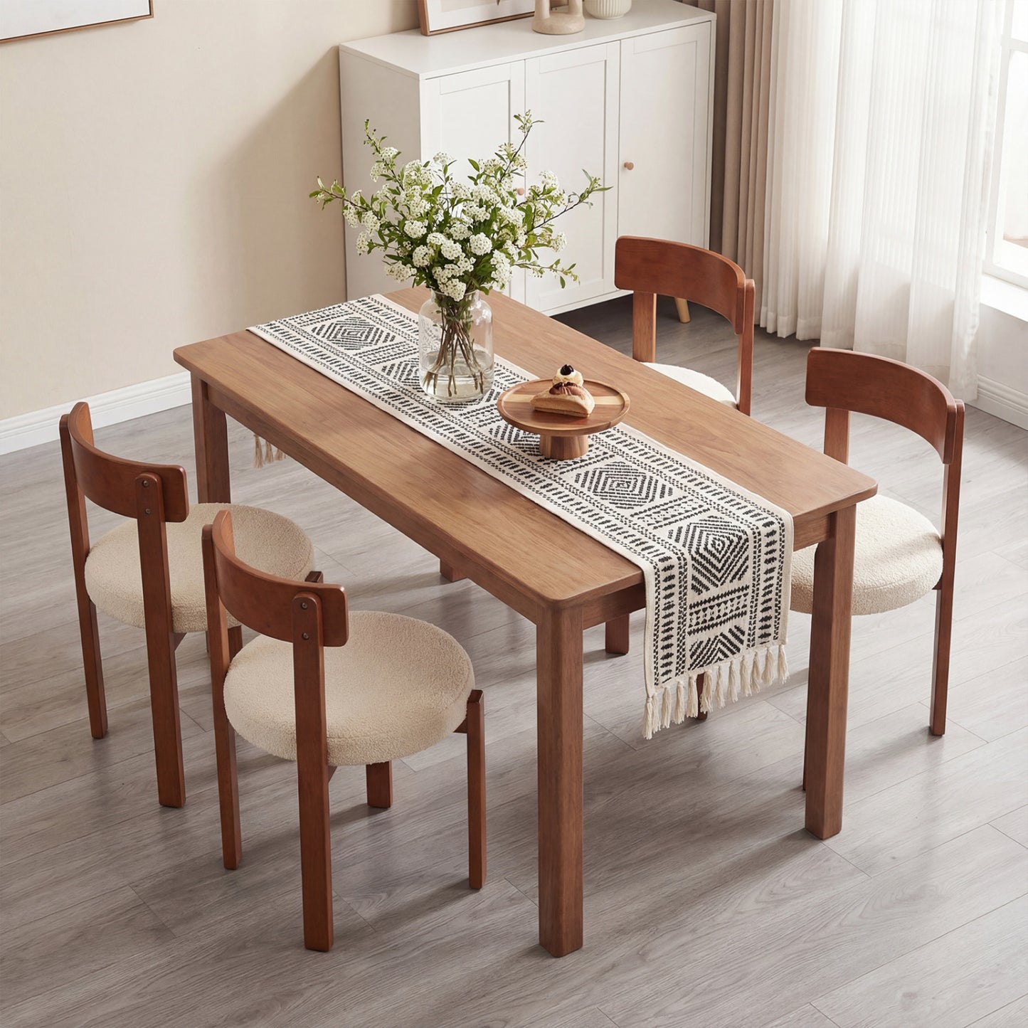 Dining Chairs Set of 4 with Teddy Fleece Upholstery