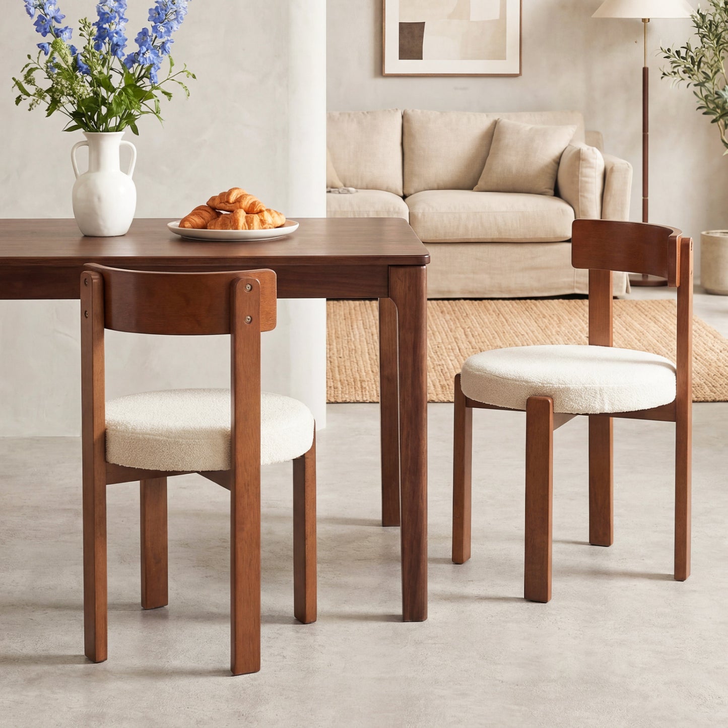 Dining Chairs Set of 4 with Teddy Fleece Upholstery