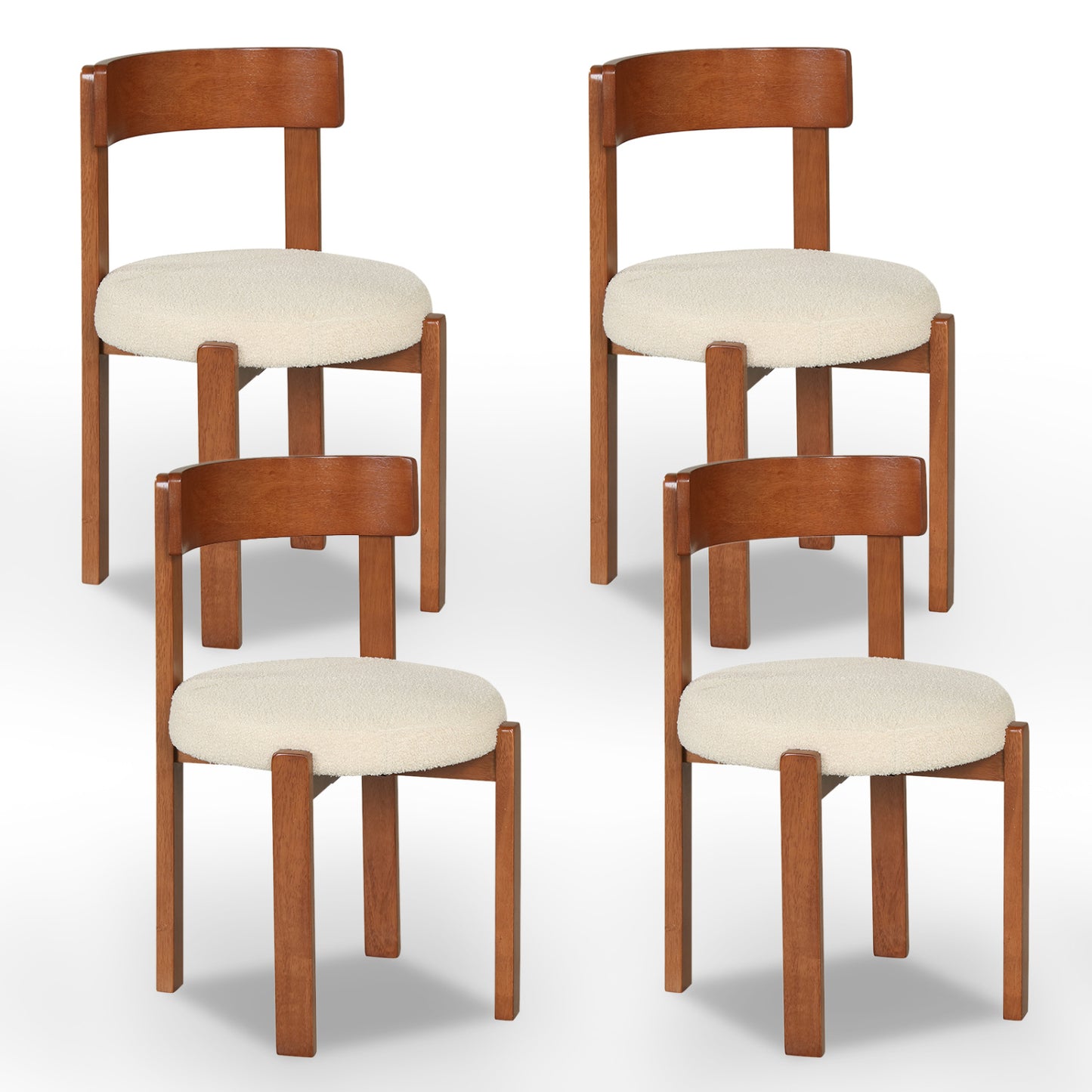 Dining Chairs Set of 4 with Teddy Fleece Upholstery