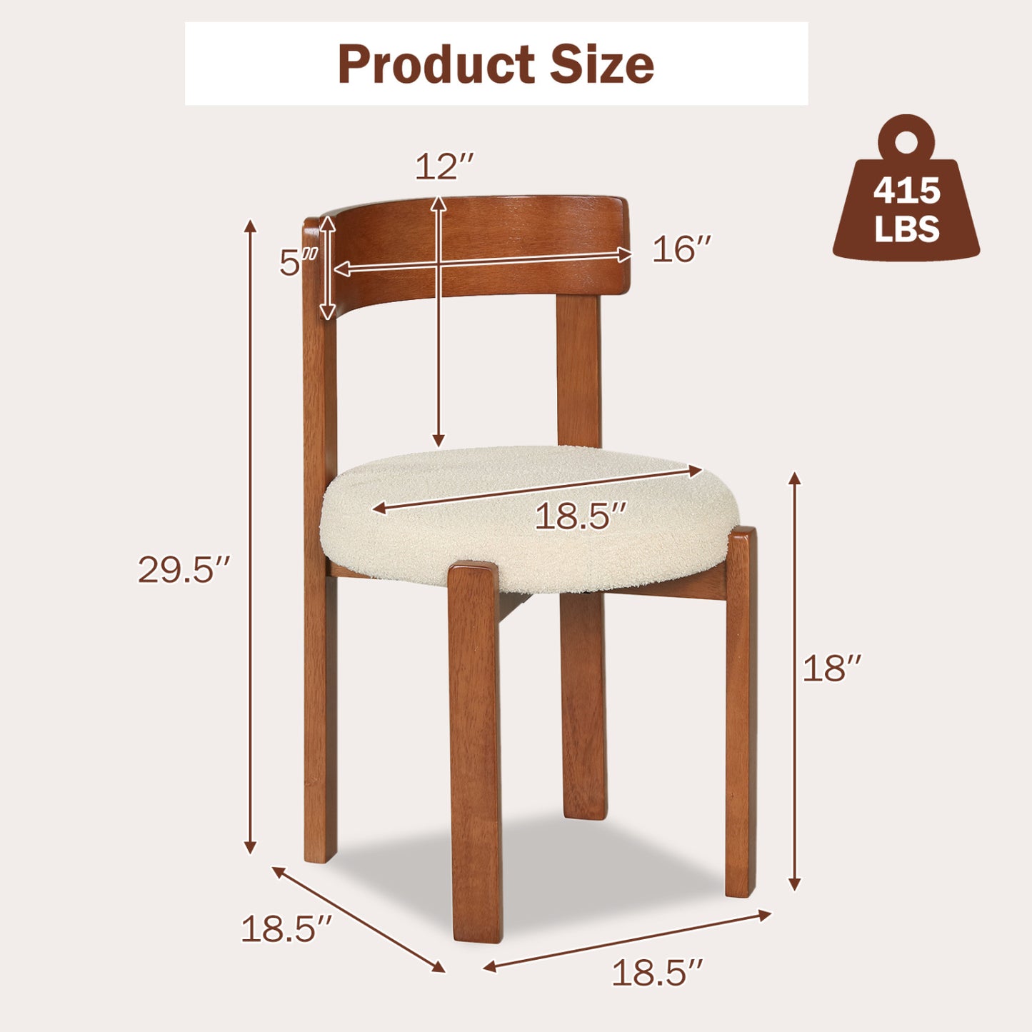 Dining Chairs Set of 4 with Teddy Fleece Upholstery