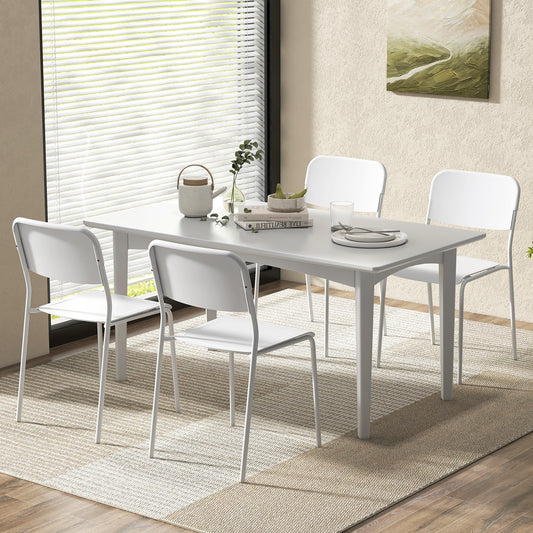 Dining Chairs Set of 4 with Stackable Design and Metal Legs