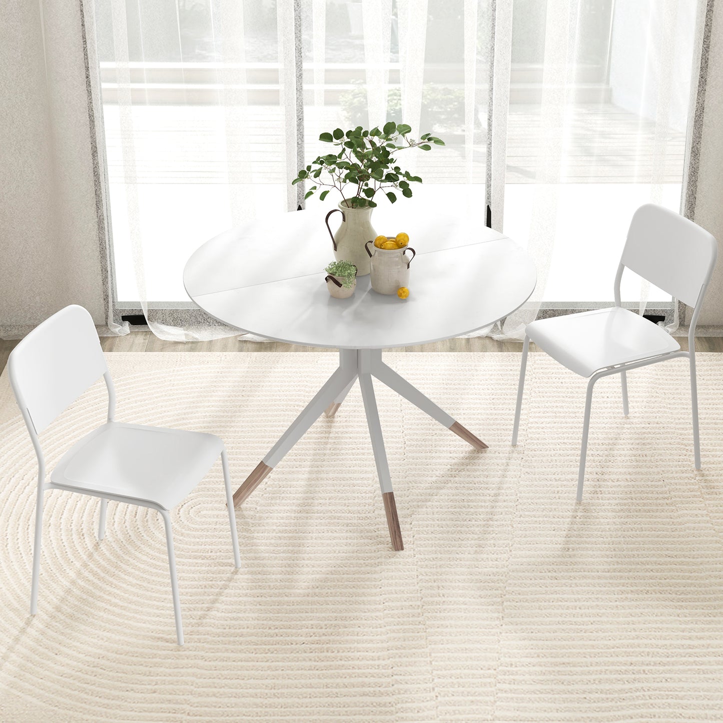 Dining Chairs Set of 4 with Stackable Design and Metal Legs