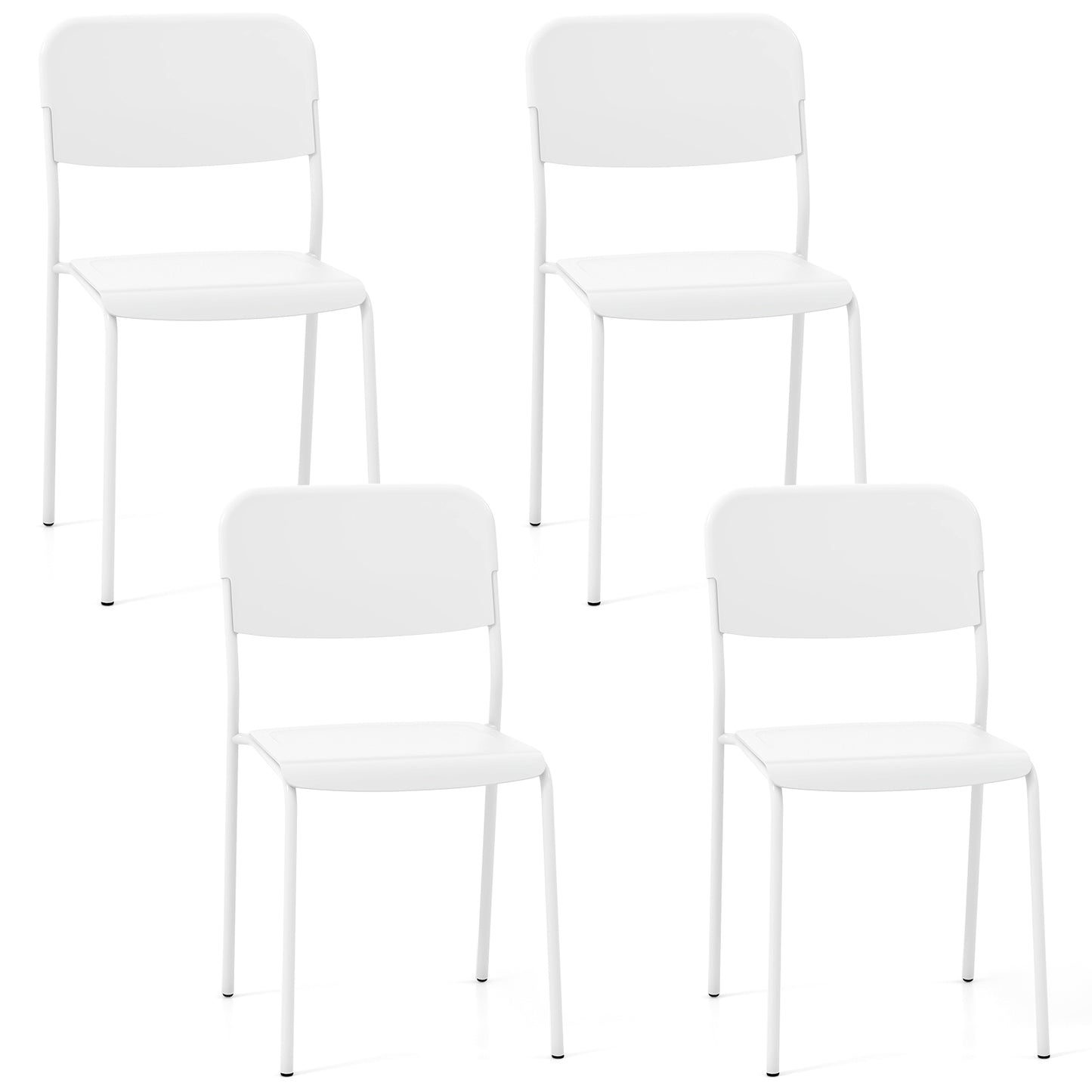 Dining Chairs Set of 4 with Stackable Design and Metal Legs