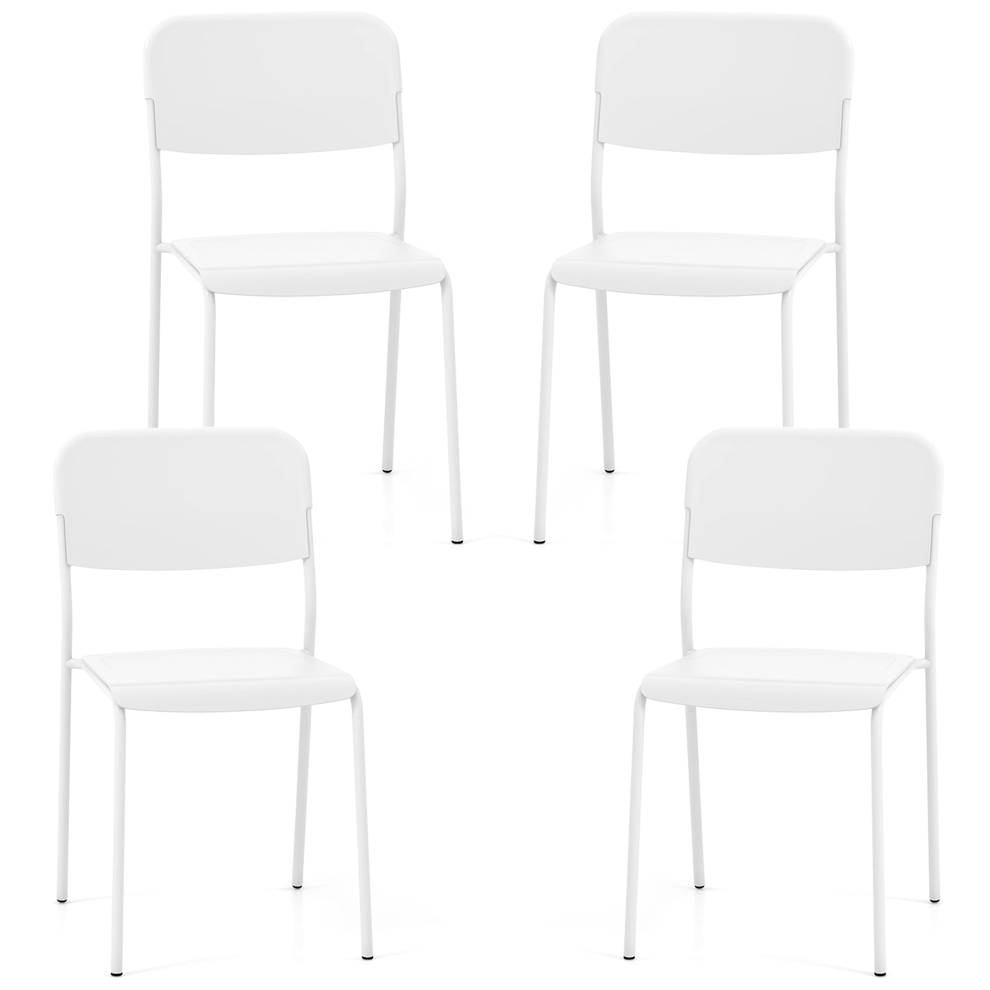 Dining Chairs Set of 4 with Stackable Design and Metal Legs