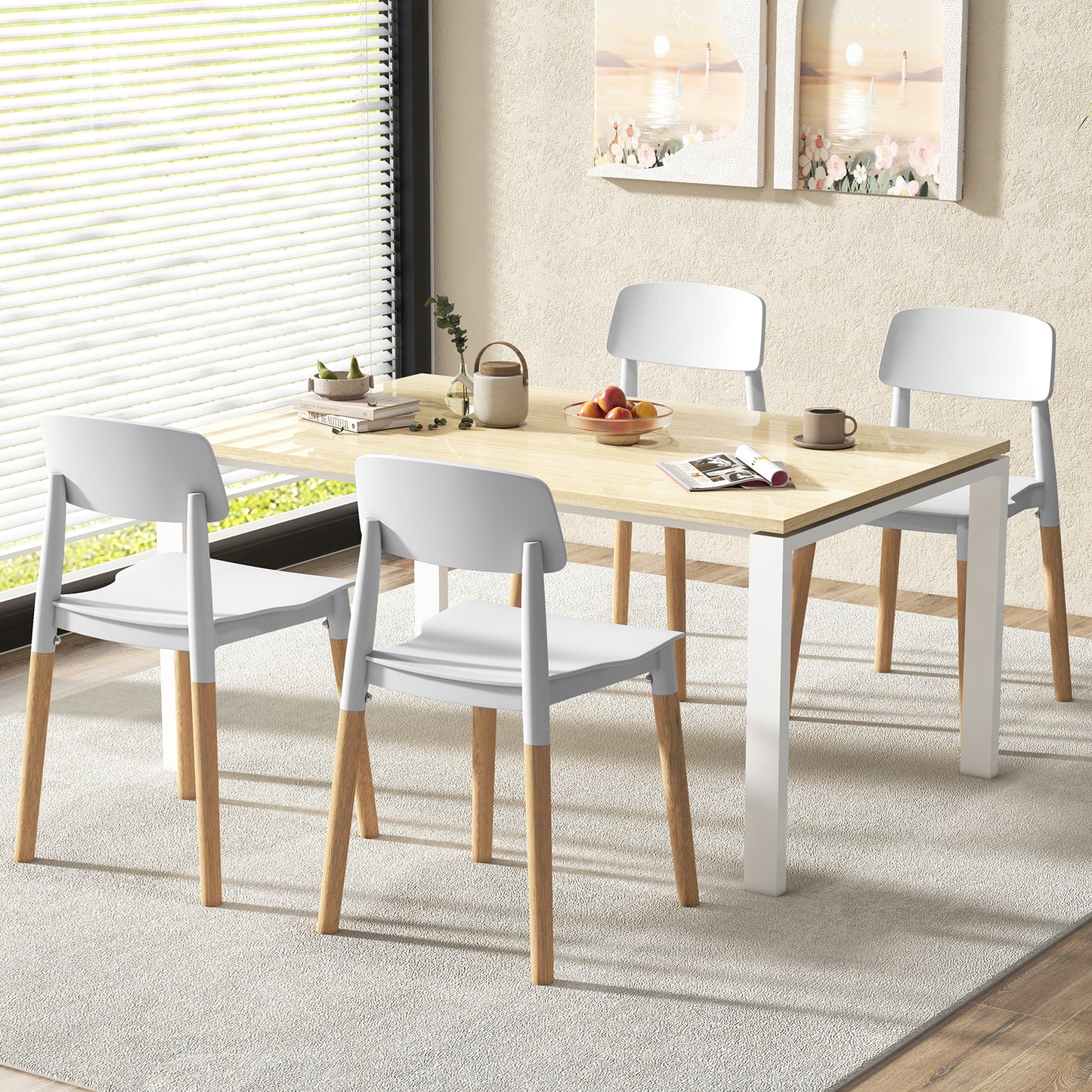 Dining Side Chairs Set of 4 with Ergonomic Backrest