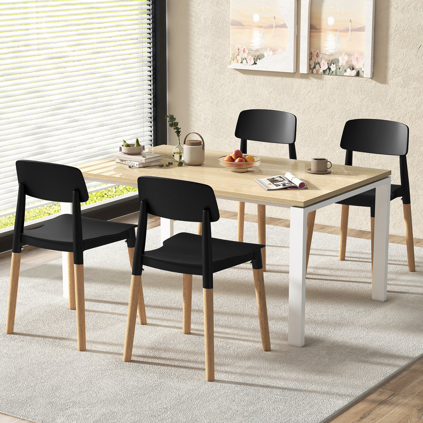 Dining Side Chairs Set of 4 with Ergonomic Backrest