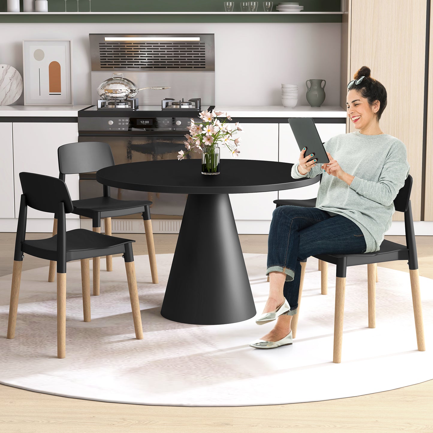Dining Side Chairs Set of 4 with Ergonomic Backrest