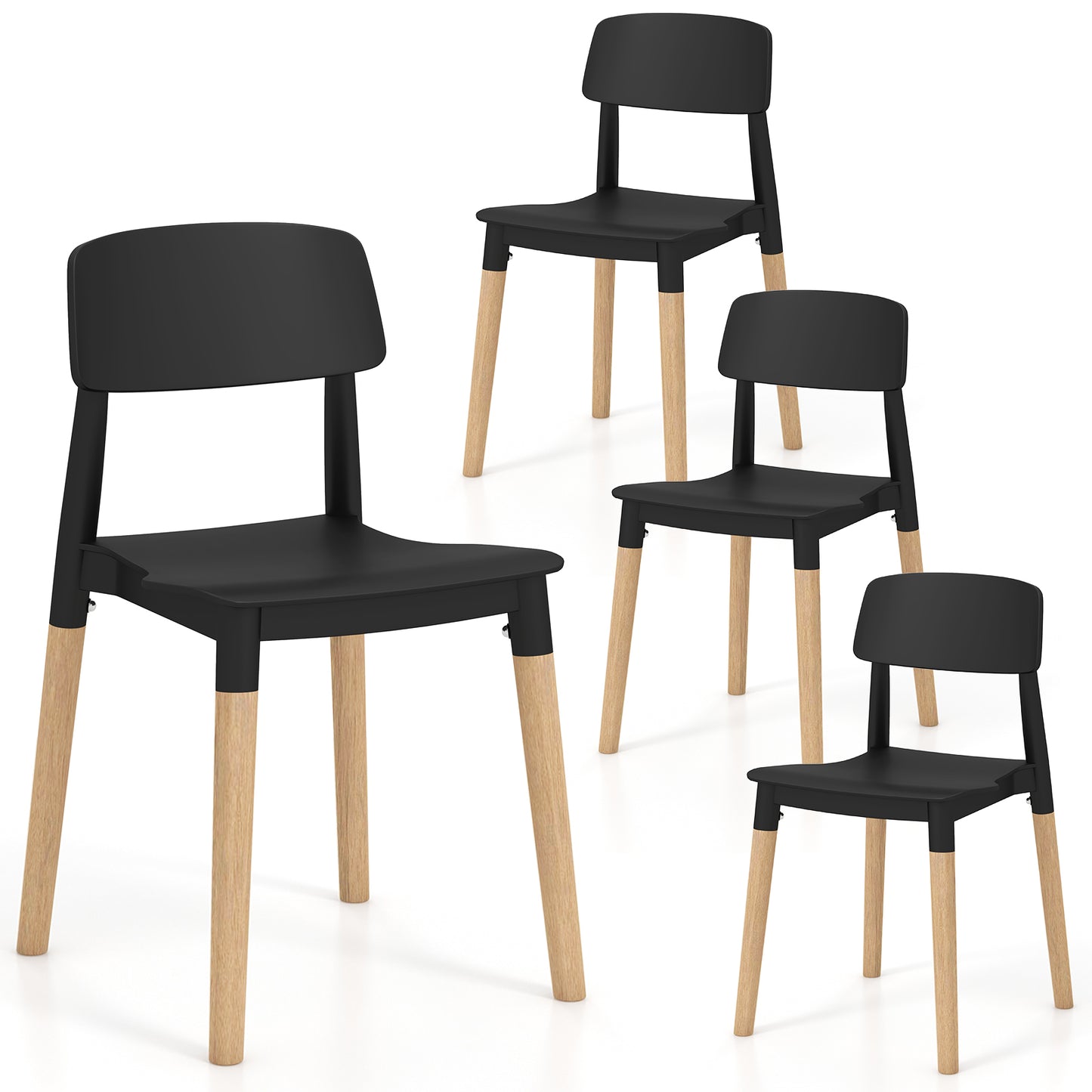 Dining Side Chairs Set of 4 with Ergonomic Backrest