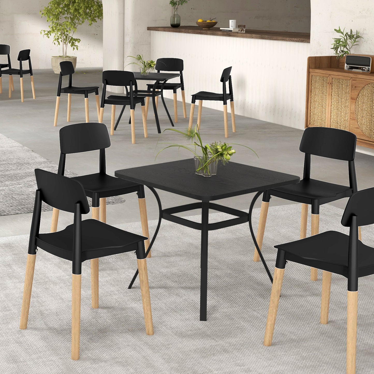 Dining Side Chairs Set of 4 with Ergonomic Backrest