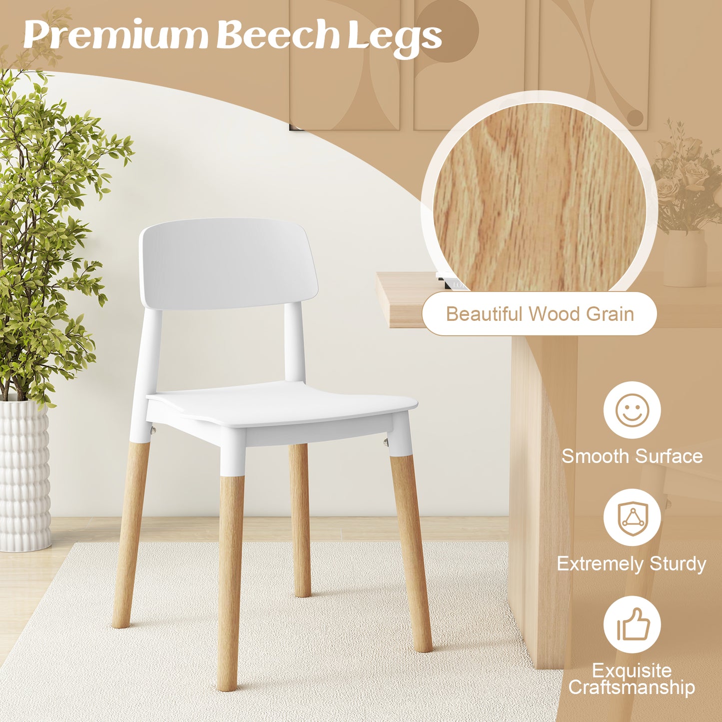 Dining Side Chairs Set of 4 with Ergonomic Backrest