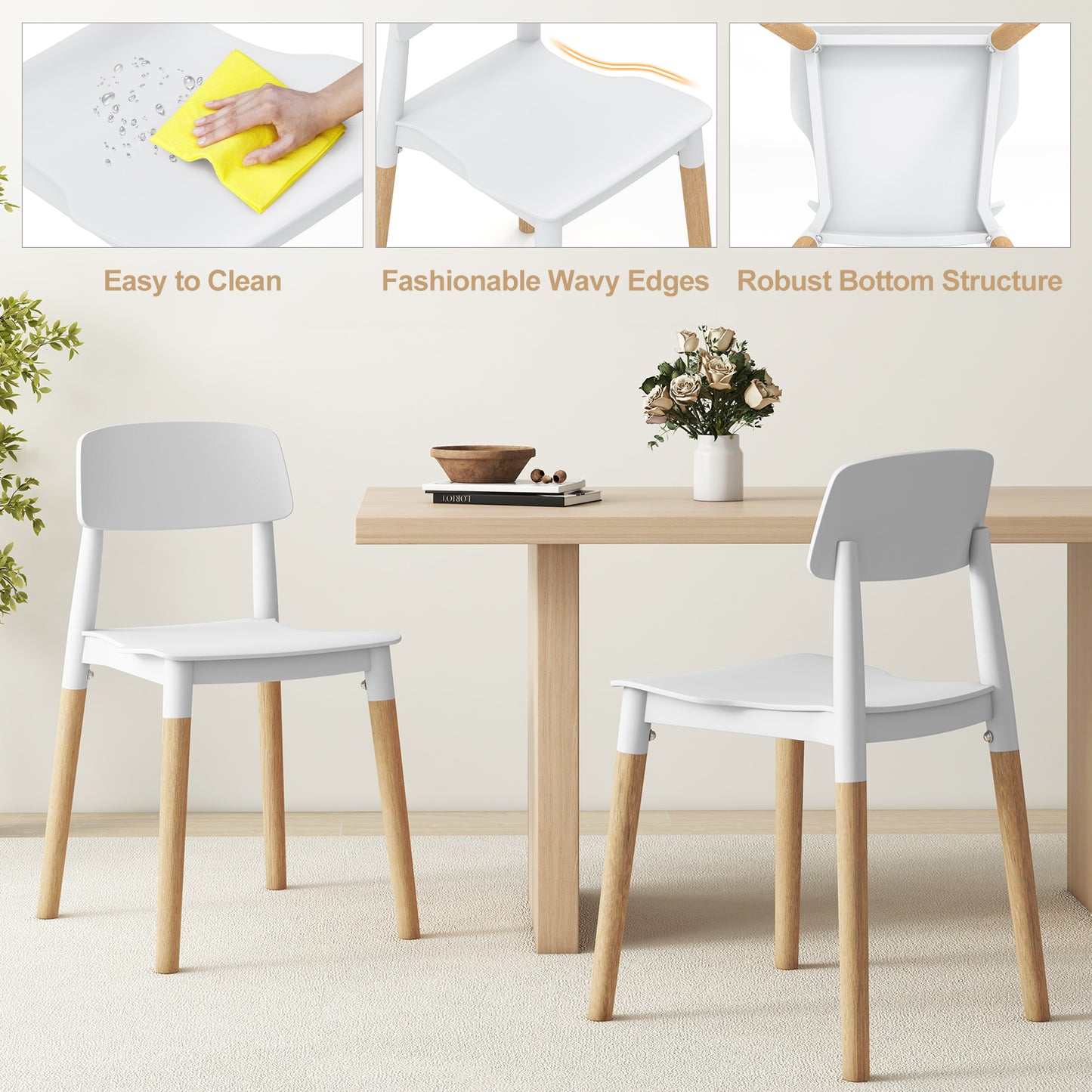 Dining Side Chairs Set of 4 with Ergonomic Backrest