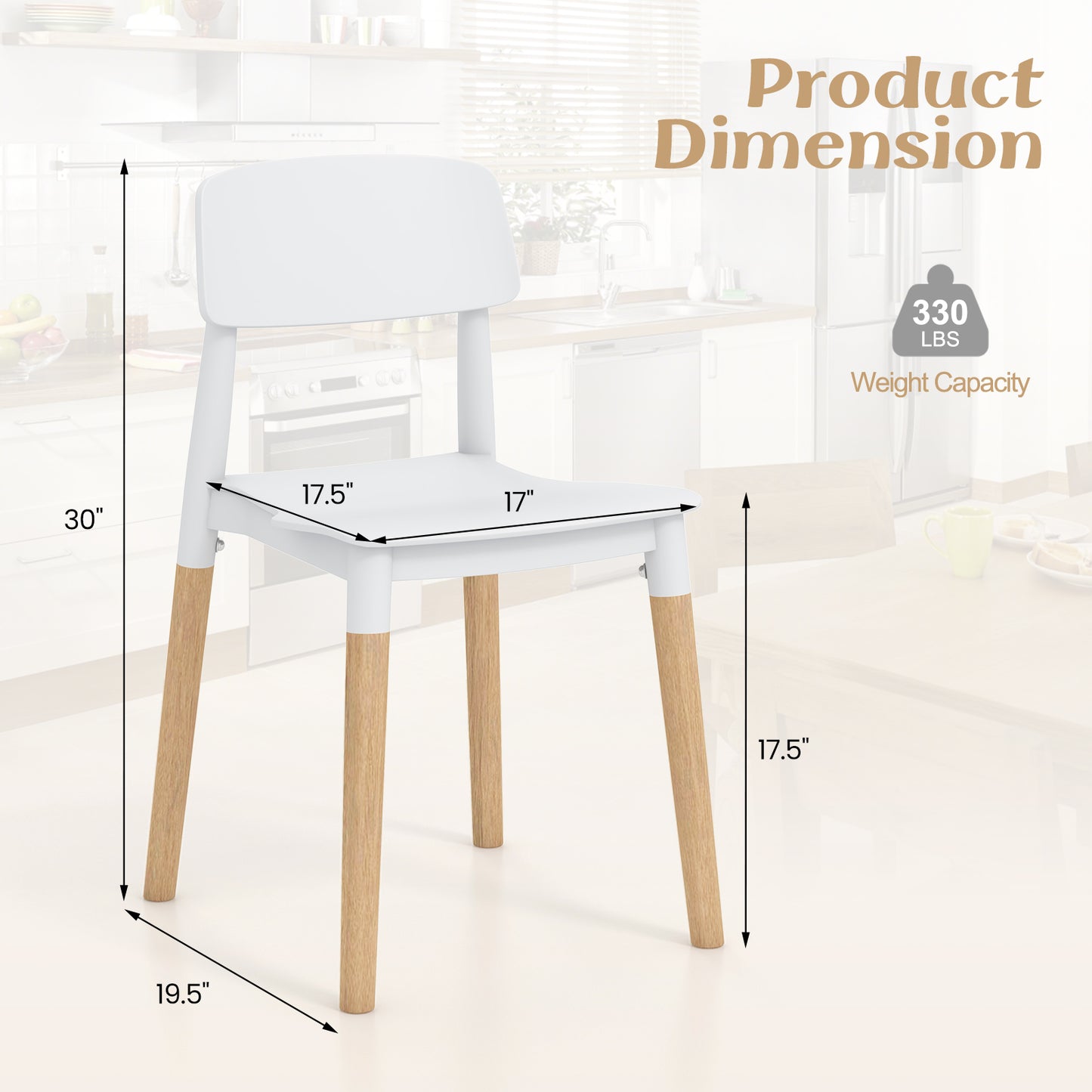Dining Side Chairs Set of 4 with Ergonomic Backrest