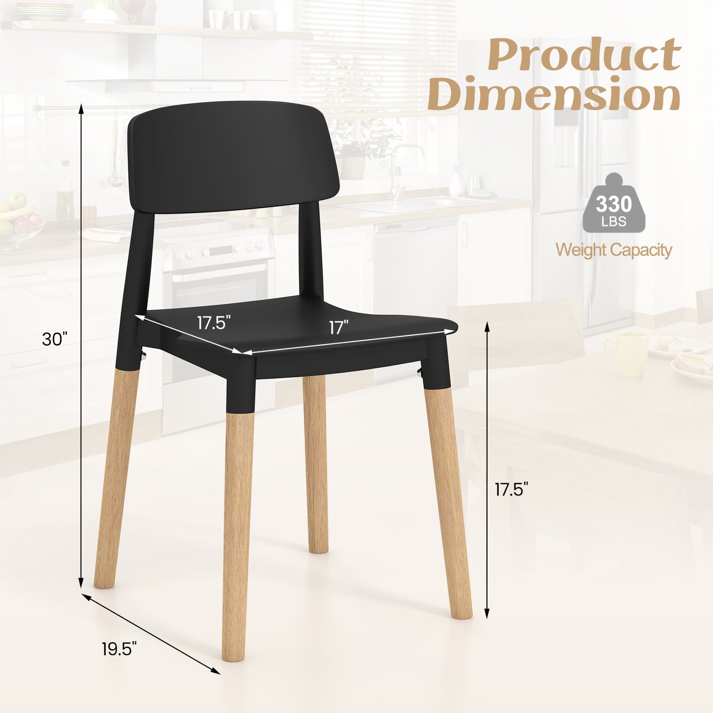 Dining Side Chairs Set of 4 with Ergonomic Backrest