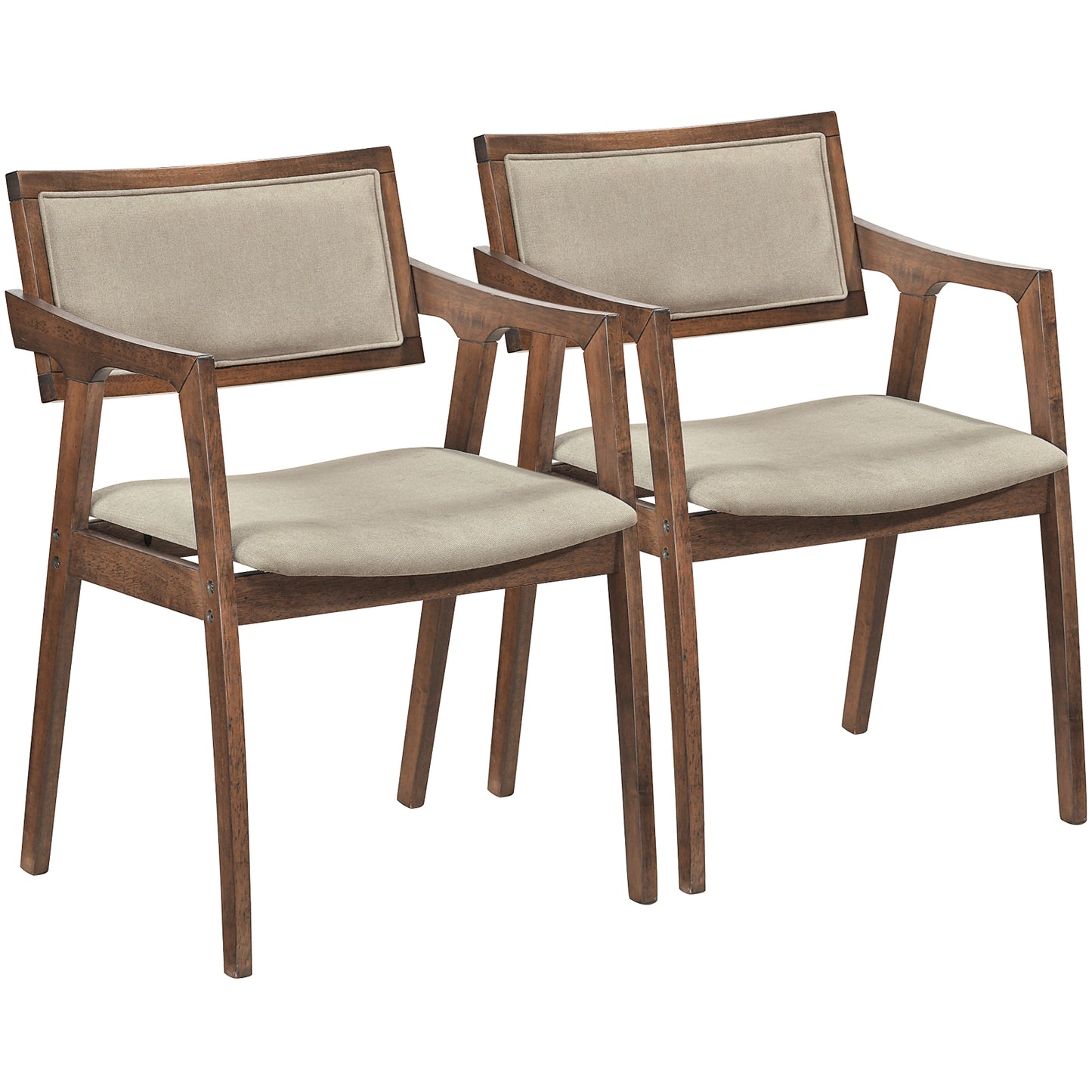 Upholstered Dining Chairs Set of 2 with Arms - Beige