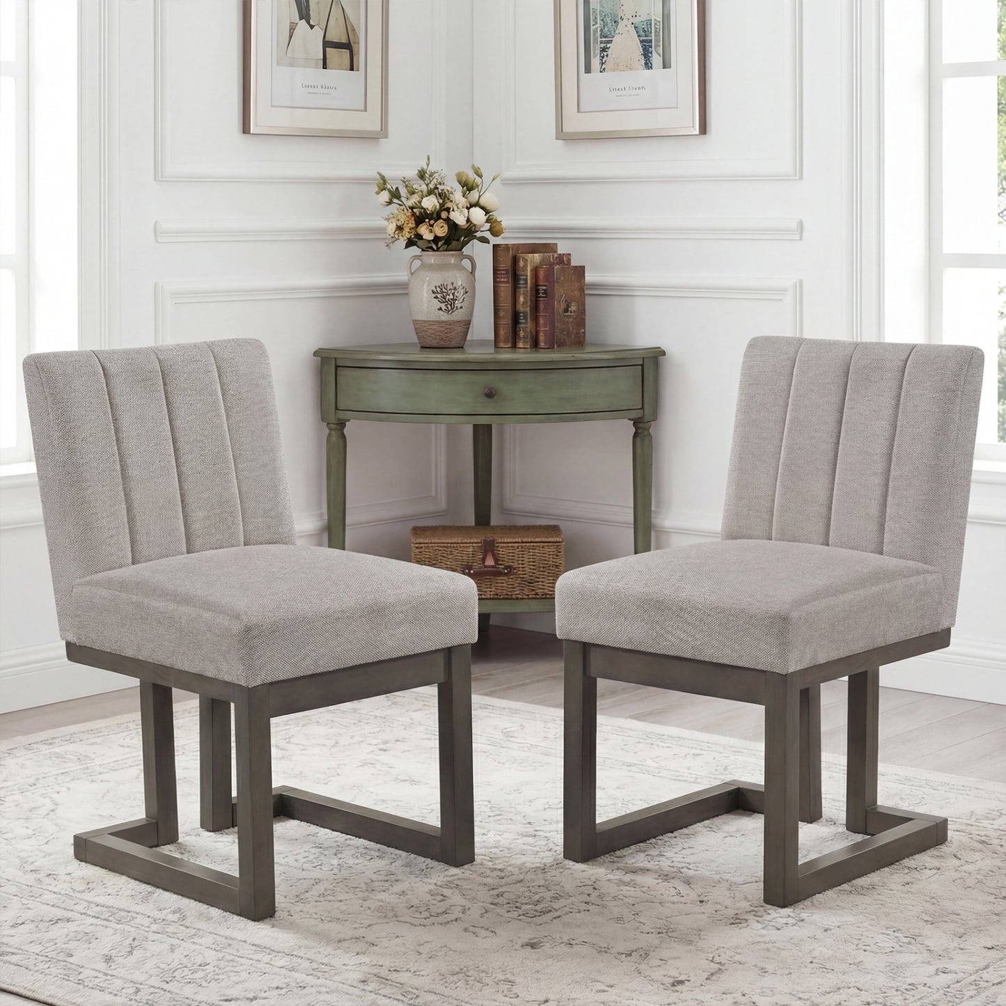 Upholstered Dining Chairs Set of 2 with Padded Seat