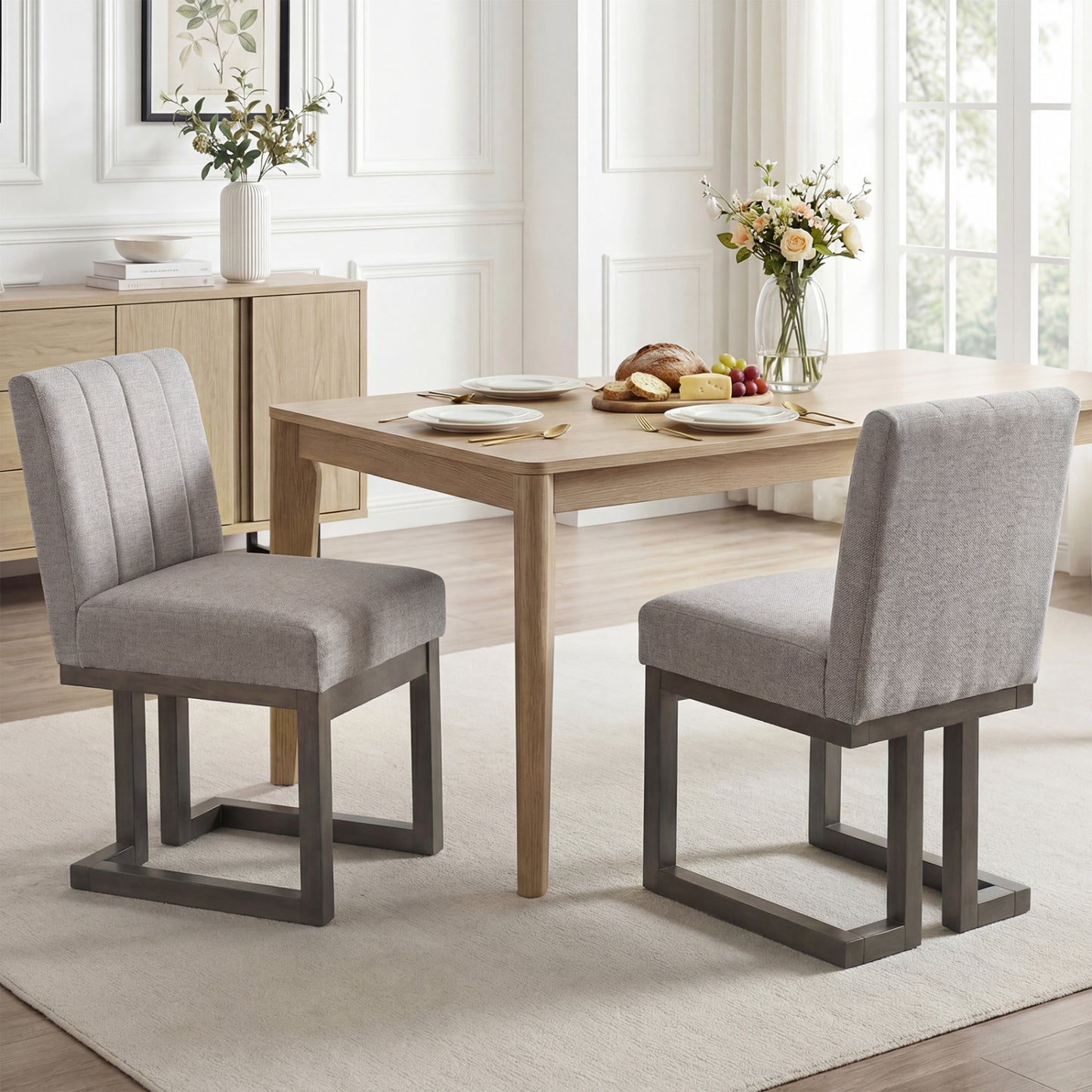 Upholstered Dining Chairs Set of 2 with Padded Seat