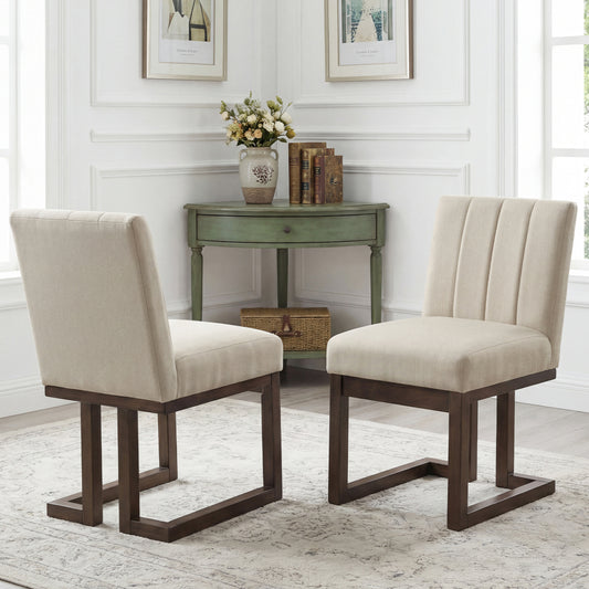 Upholstered Dining Chairs Set of 2 with Padded Seat