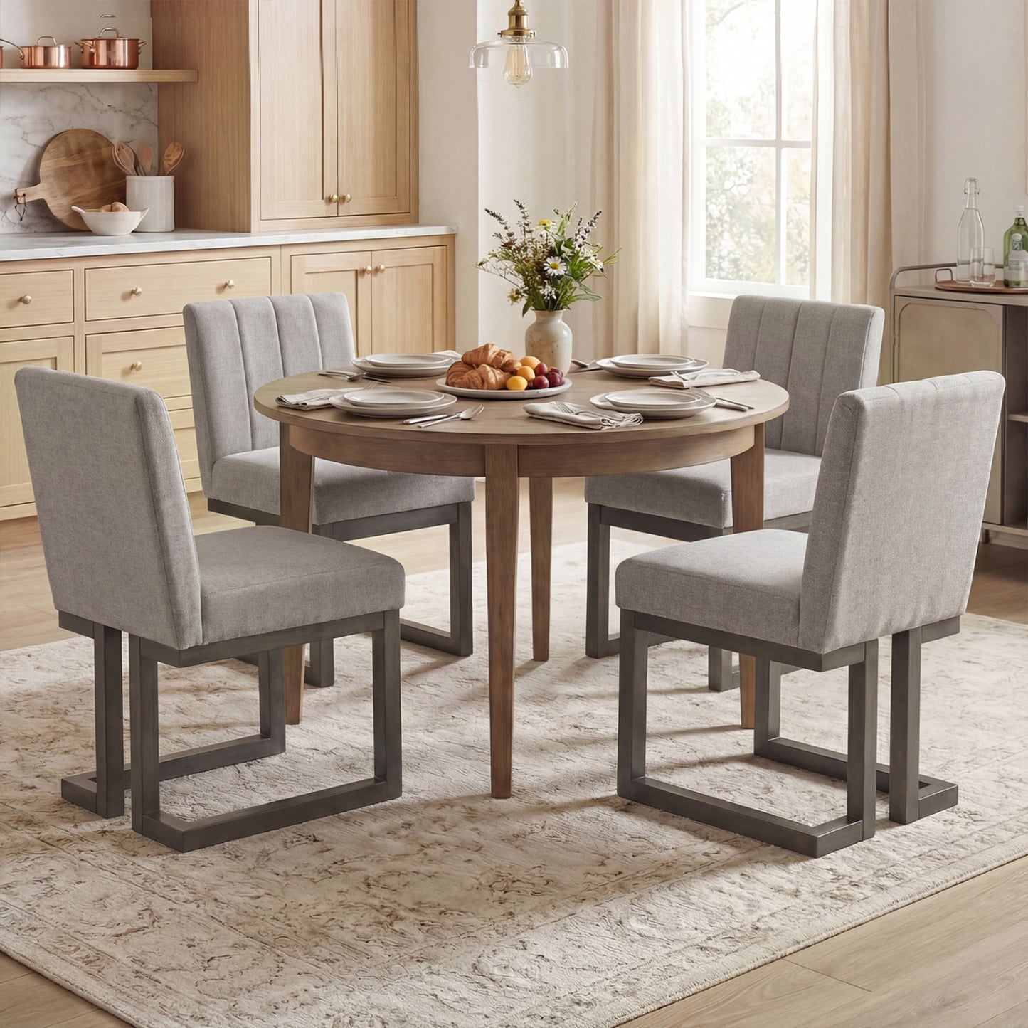 Upholstered Dining Chairs Set of 4 with Padded Seats