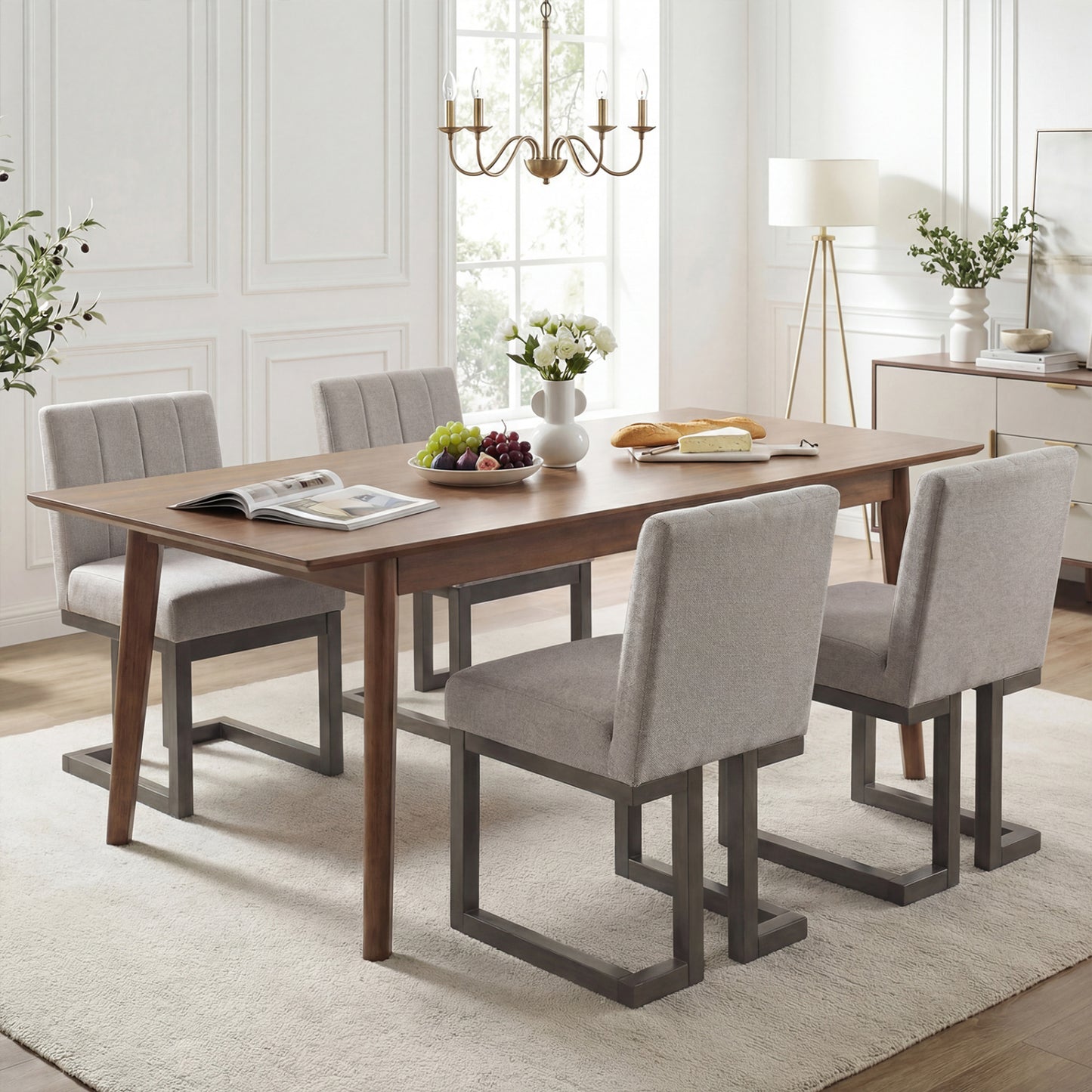 Upholstered Dining Chairs Set of 4 with Padded Seats