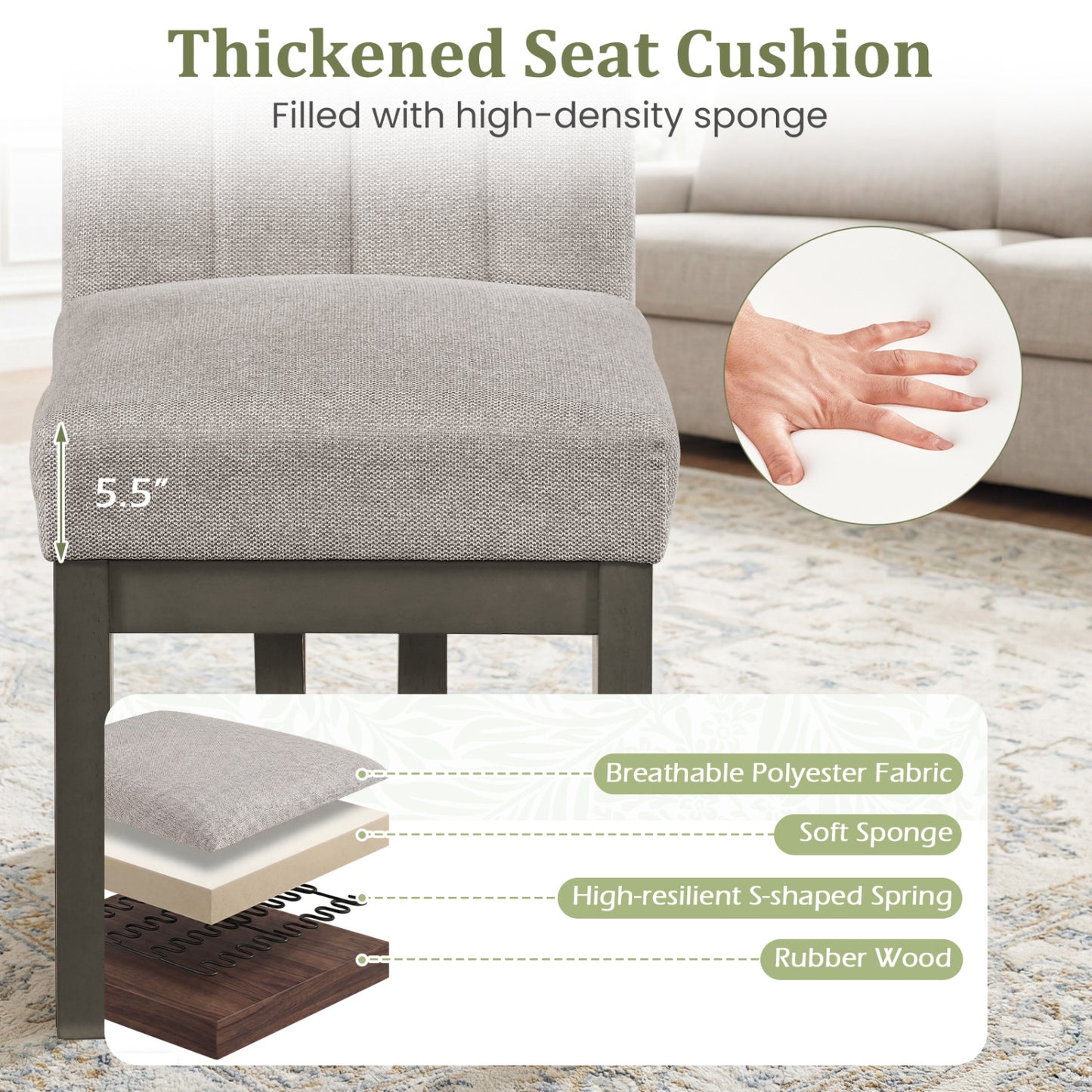Upholstered Dining Chairs Set of 4 with Padded Seats