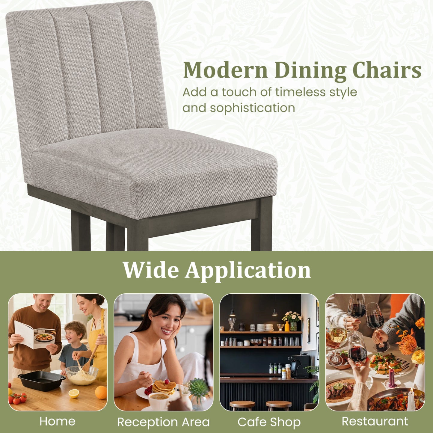 Upholstered Dining Chairs Set of 4 with Padded Seats