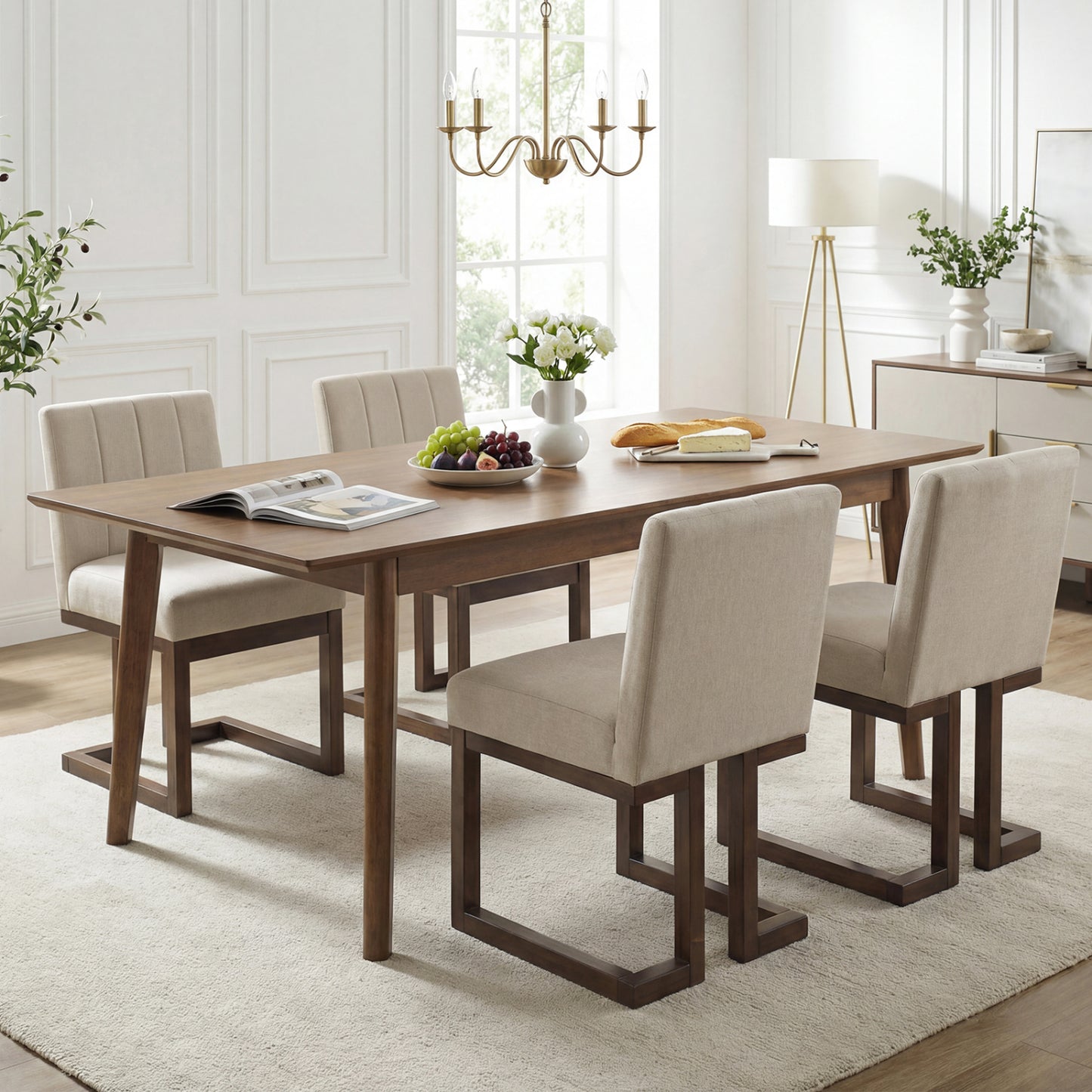 Upholstered Dining Chairs Set of 4 with Padded Seats