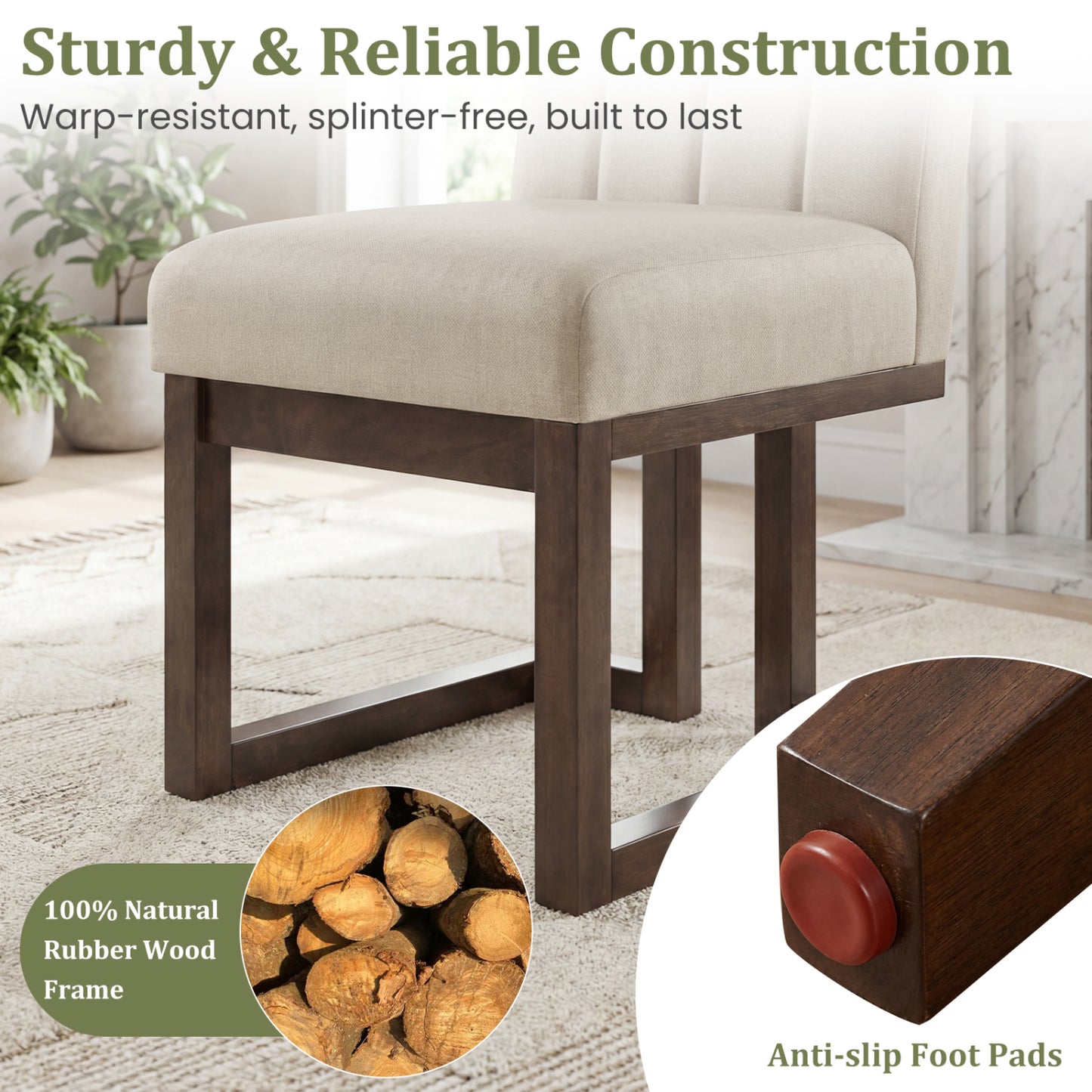Upholstered Dining Chairs Set of 4 with Padded Seats