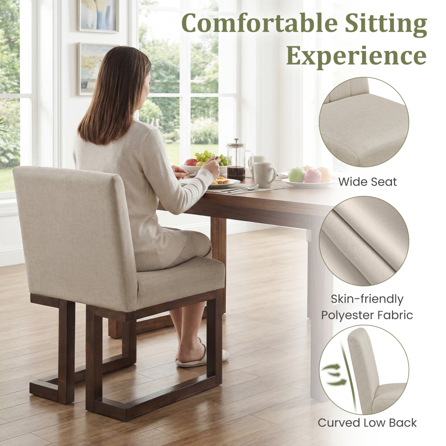 Upholstered Dining Chairs Set of 4 with Padded Seats