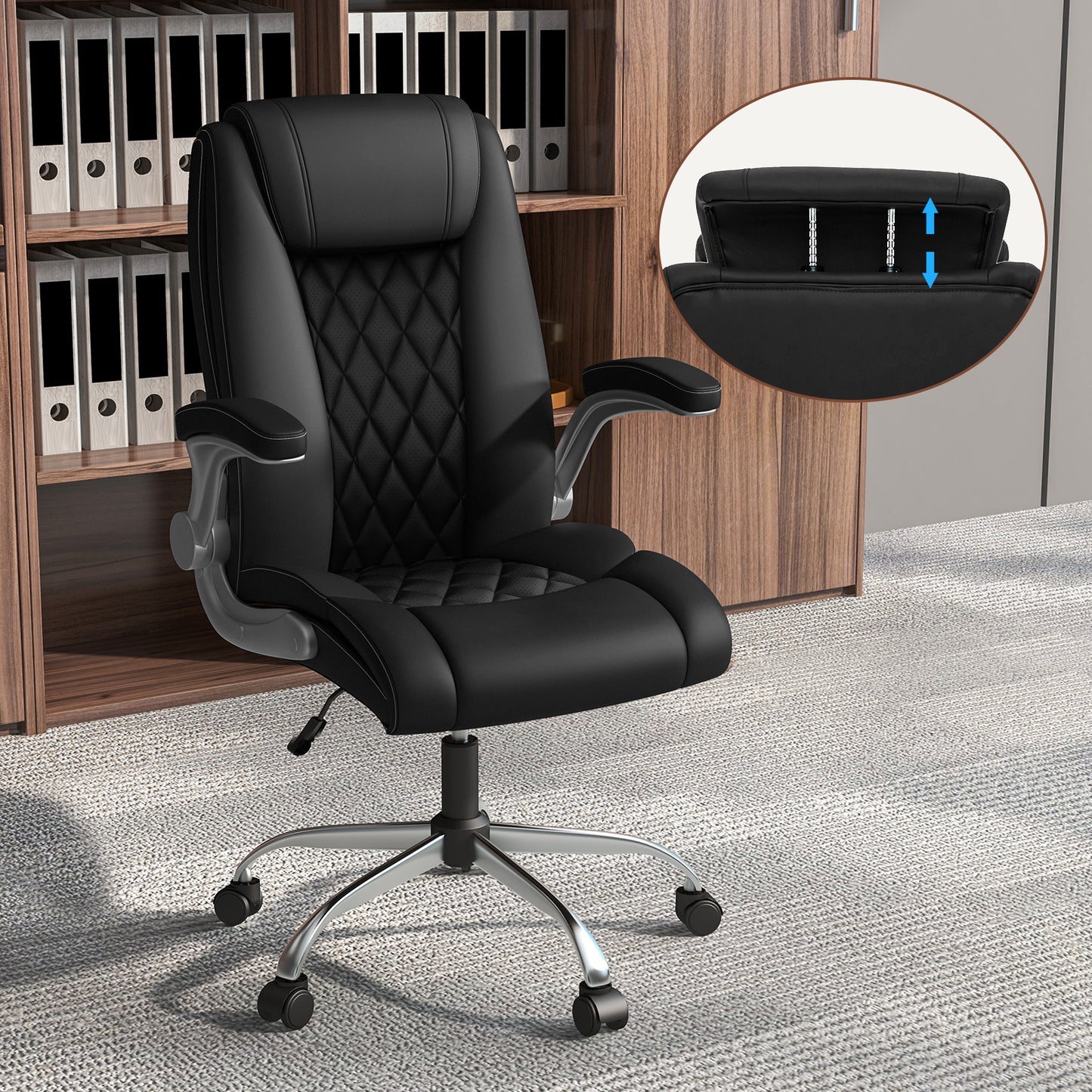 Executive Office Chair with Adjustable Headrest & Rocking Function