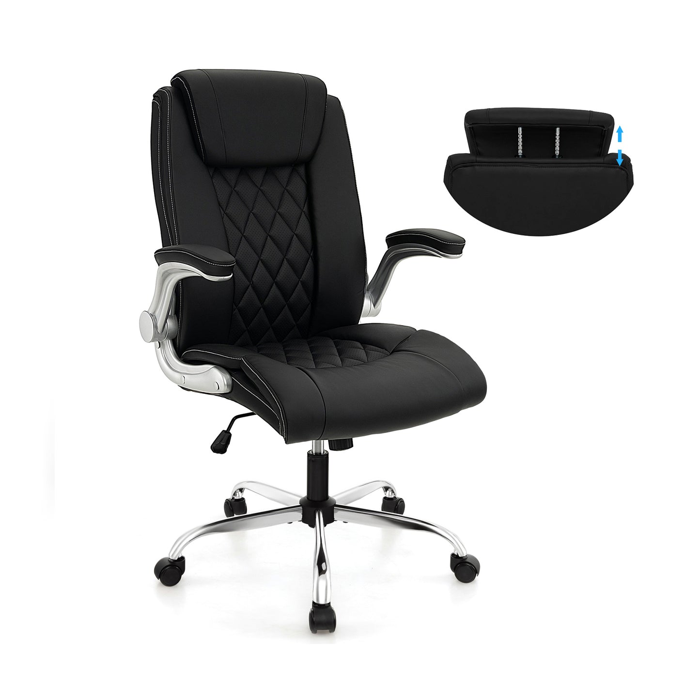 Executive Office Chair with Adjustable Headrest & Rocking Function