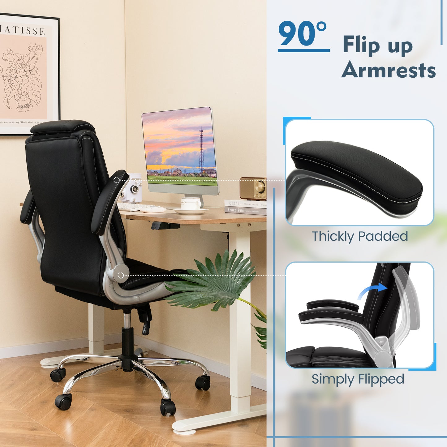 Executive Office Chair with Adjustable Headrest & Rocking Function
