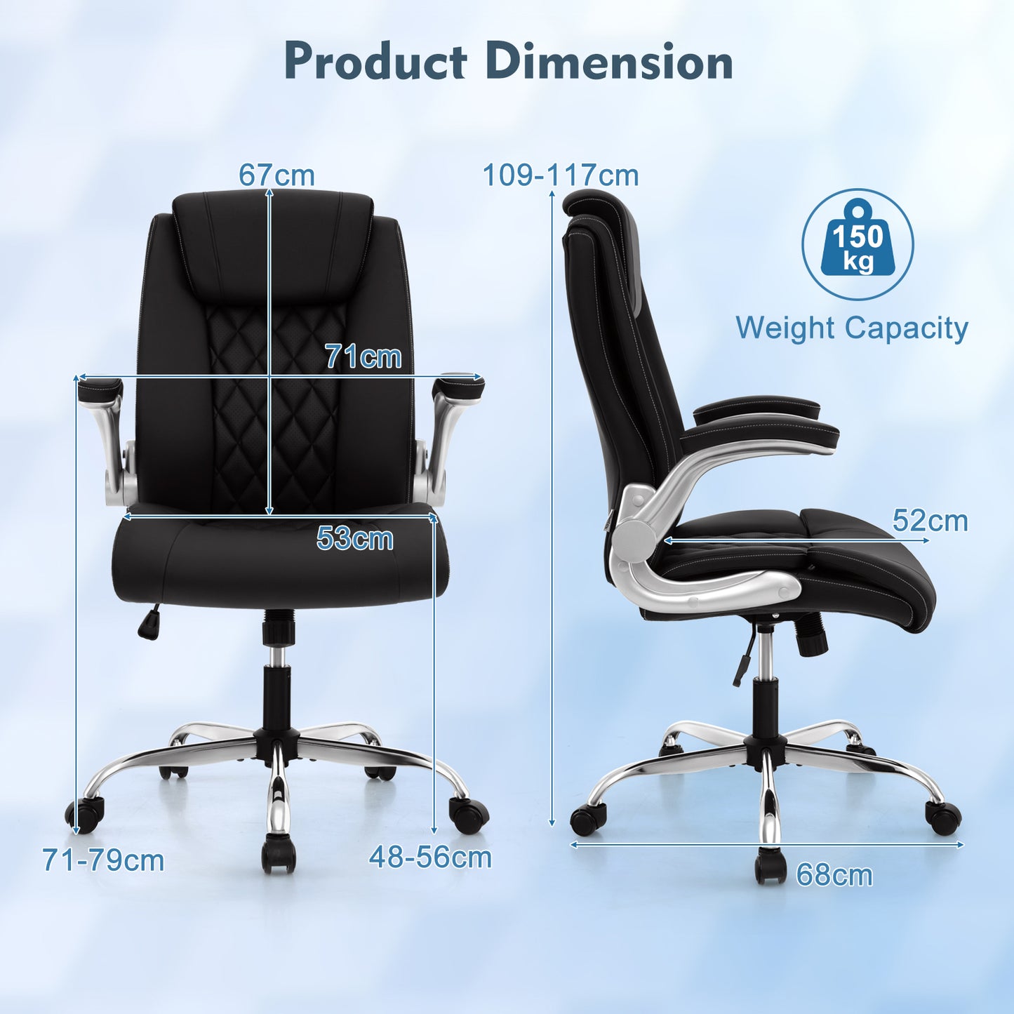 Executive Office Chair with Adjustable Headrest & Rocking Function